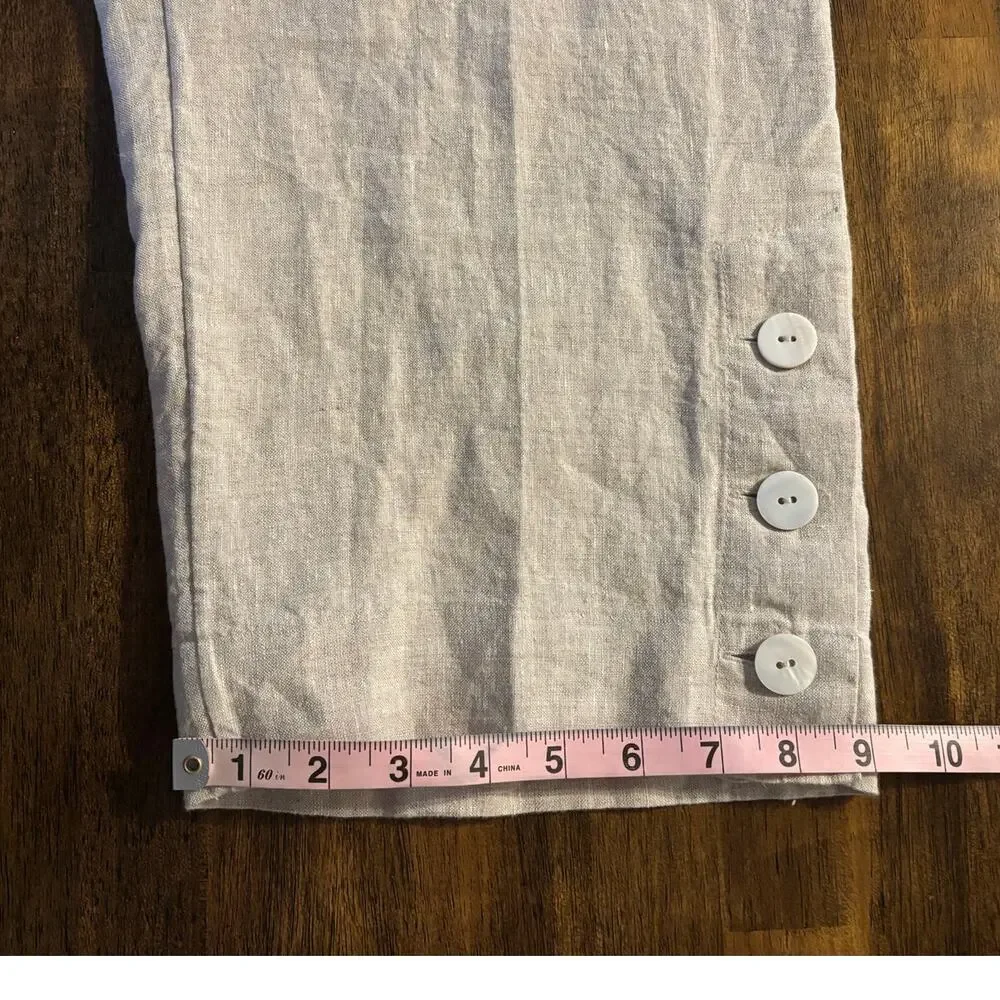 Chico’s 2 or US 12 Pants 100% Linen Straight Leg Pull On Crop 24" Inseam - Picture 10 of 10